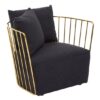 Azaltro Fabric Lounge Chair With Gold Steel Frame In Black