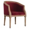 Borah Velvet Accent Chair In Wine Red And Natural