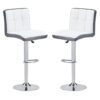 Copez White And Grey Faux Leather Bar Stools In Pair