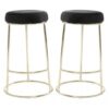 Intercrus Black Velvet Bar Stools With Gold Frame In A Pair