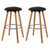 Porrima Black Fabric Round Seat Bar Stools In Pair