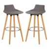 Porrima Grey Fabric Seat Bar Stools In Pair