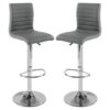 Ripple Grey Faux Leather Bar Stools With Chrome Base In Pair