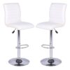 Ripple White Faux Leather Bar Stools With Chrome Base In Pair