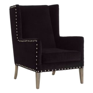 Kensick Fabric Armchair With Oak Legs In Black