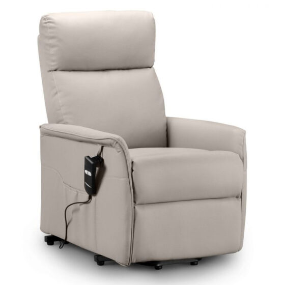 Henry Faux Leather Recliner Armchair In Pebble White