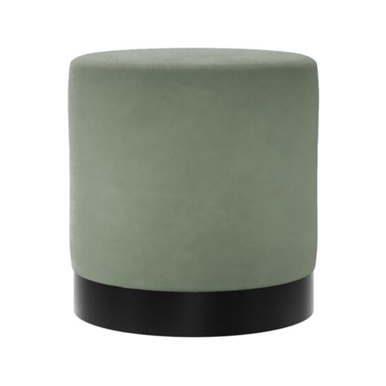 Lara Velvet Pouffe Small With Black Base In Green