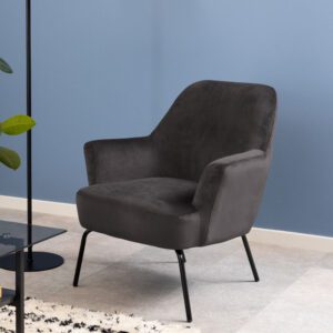 Manteo Fabric Lounge Chair In Dark Grey