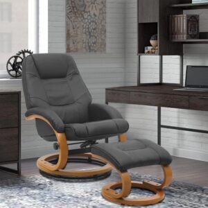 High Back PU Leather Recliner Armchair with Footstool 103.5cm