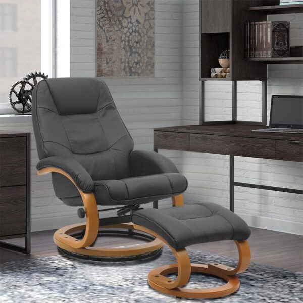 103.5cm High Back PU Leather Recliner Armchair with Footstool