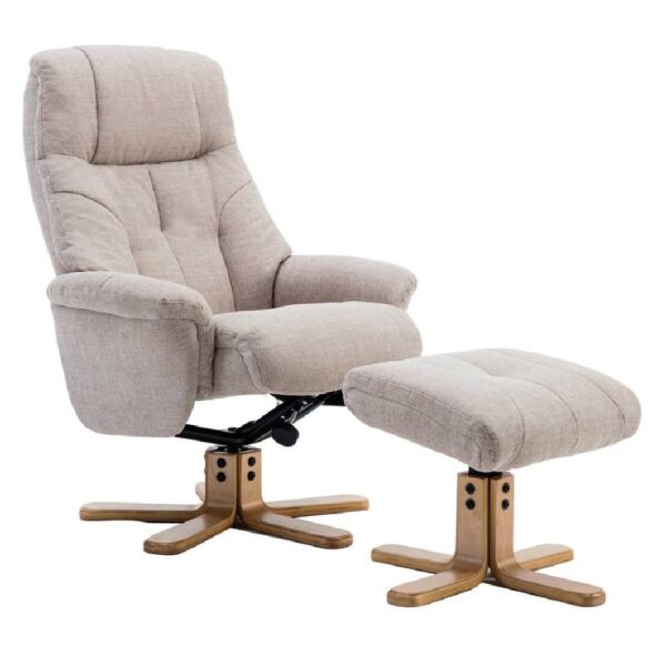 Danville Fabric Recliner Chair With Footstool In Oatmeal