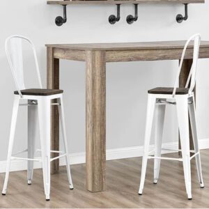 Lenox Wooden Bar Stools With White Gun Frame In Pair